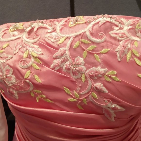 Pink and White Flower Prom Dress - Picture 2 of 6